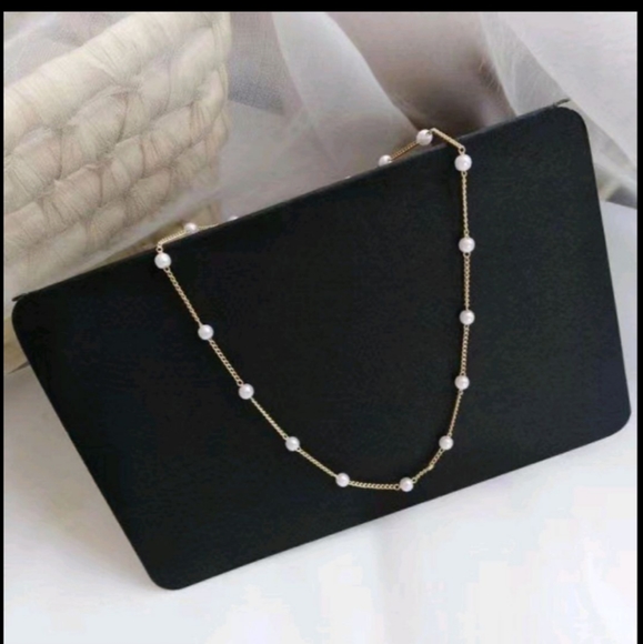 NEW PEARL GOLD CLAVICLE CHAIN NECKLACE - Picture 3 of 4